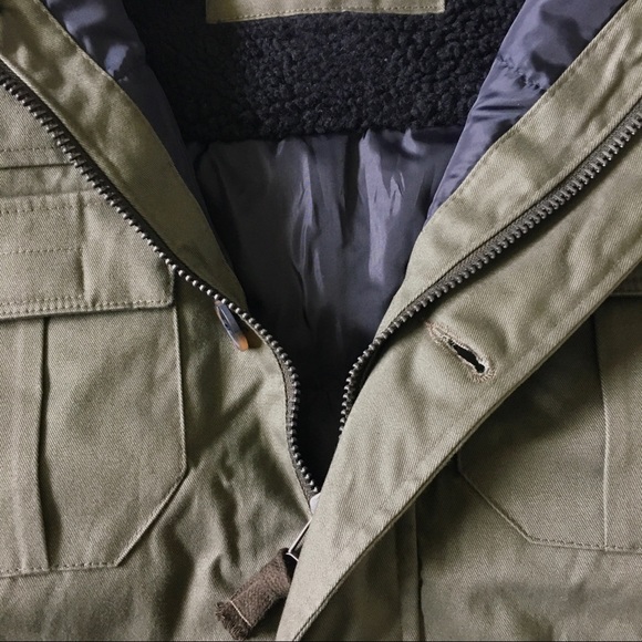 NWT Goodfellow & Co Olive Green Sherpa Lines Parka - Picture 7 of 8